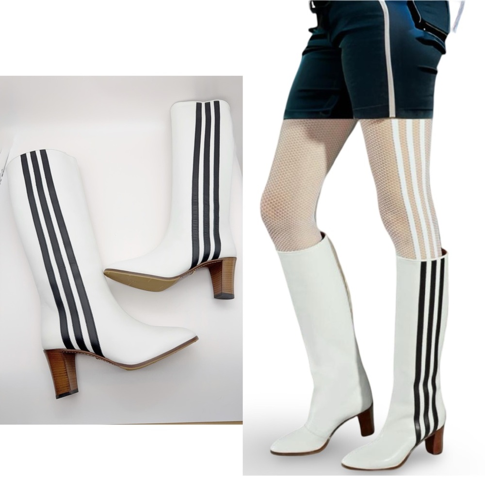 ❌SOLD❌Gucci X Adidas Women's Knee-High Boots Black White Size 40.5(US 10.5)
